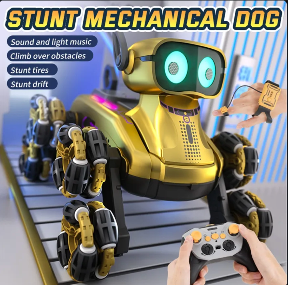 ROBOT DOG 2.4Ghz RC Robot Dog Toys Stunt Car Hand Sensor 8WD Gesture Control Rechargeable Remote Control Cars with Light, Music for Kids Adults Birthday Gifts for Kids 6 7 8 9 10 11 12 Years Old