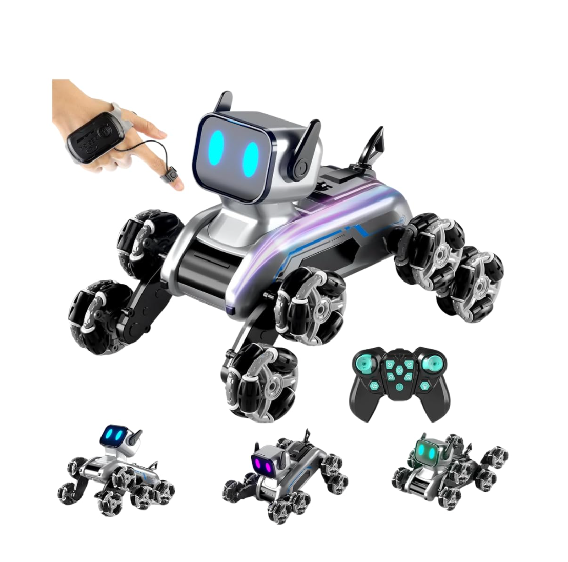 ROBOT DOG 2.4Ghz RC Robot Dog Toys Stunt Car Hand Sensor 8WD Gesture Control Rechargeable Remote Control Cars with Light, Music for Kids Adults Birthday Gifts for Kids 6 7 8 9 10 11 12 Years Old