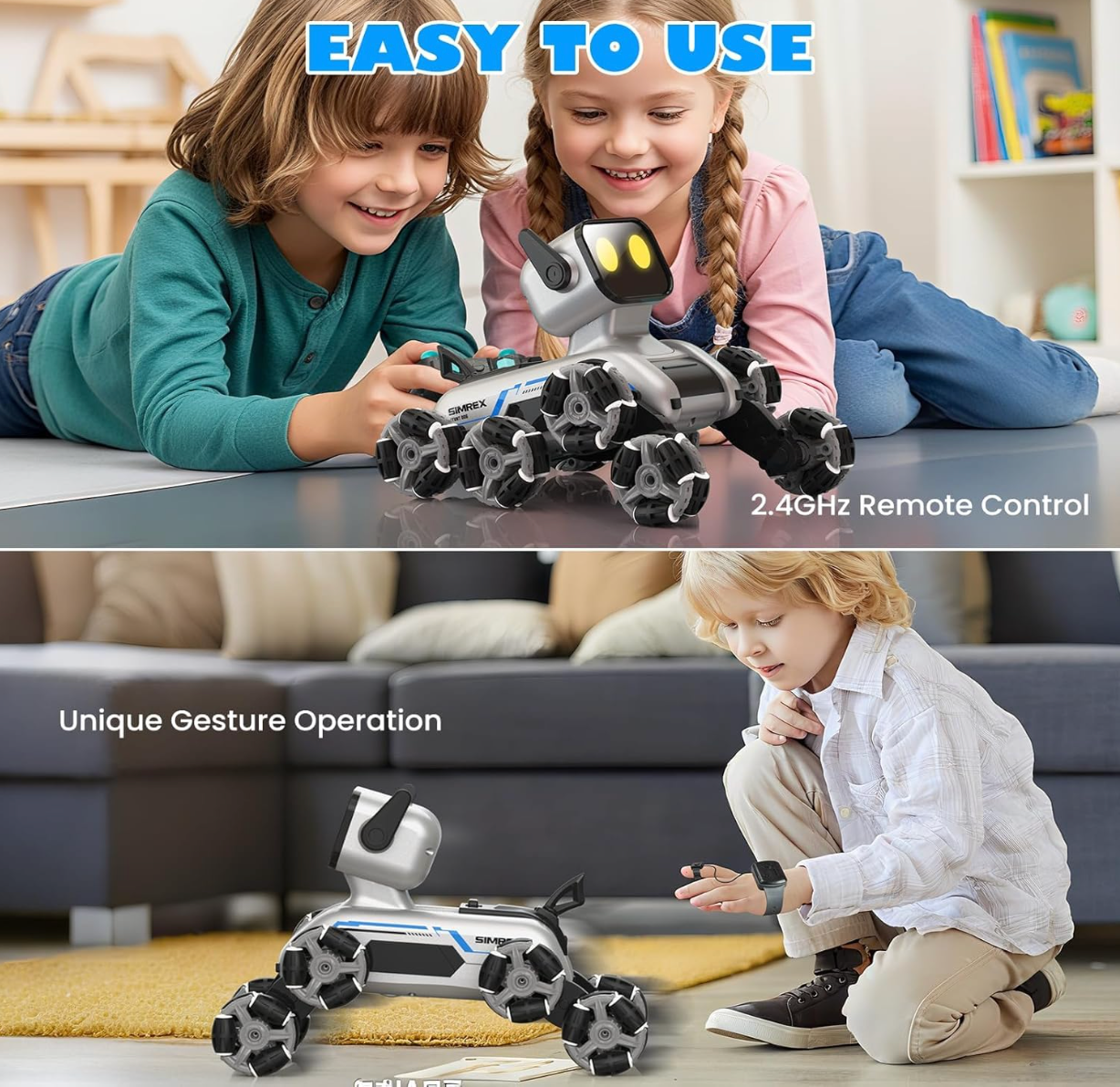 ROBOT DOG 2.4Ghz RC Robot Dog Toys Stunt Car Hand Sensor 8WD Gesture Control Rechargeable Remote Control Cars with Light, Music for Kids Adults Birthday Gifts for Kids 6 7 8 9 10 11 12 Years Old