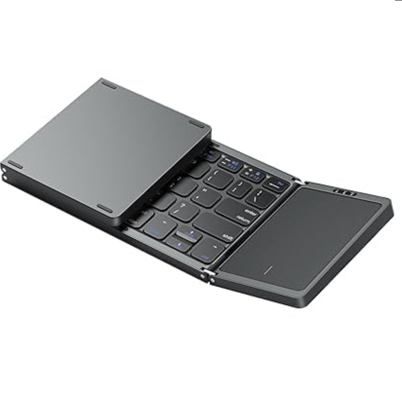 Foldable Keyboard with Touchpad Portable Wireless Bluetooth Keyboard Rechargeable Full Size Ultra Slim Pocket Folding Keyboard