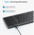 Foldable Keyboard with Touchpad Portable Wireless Bluetooth Keyboard Rechargeable Full Size Ultra Slim Pocket Folding Keyboard