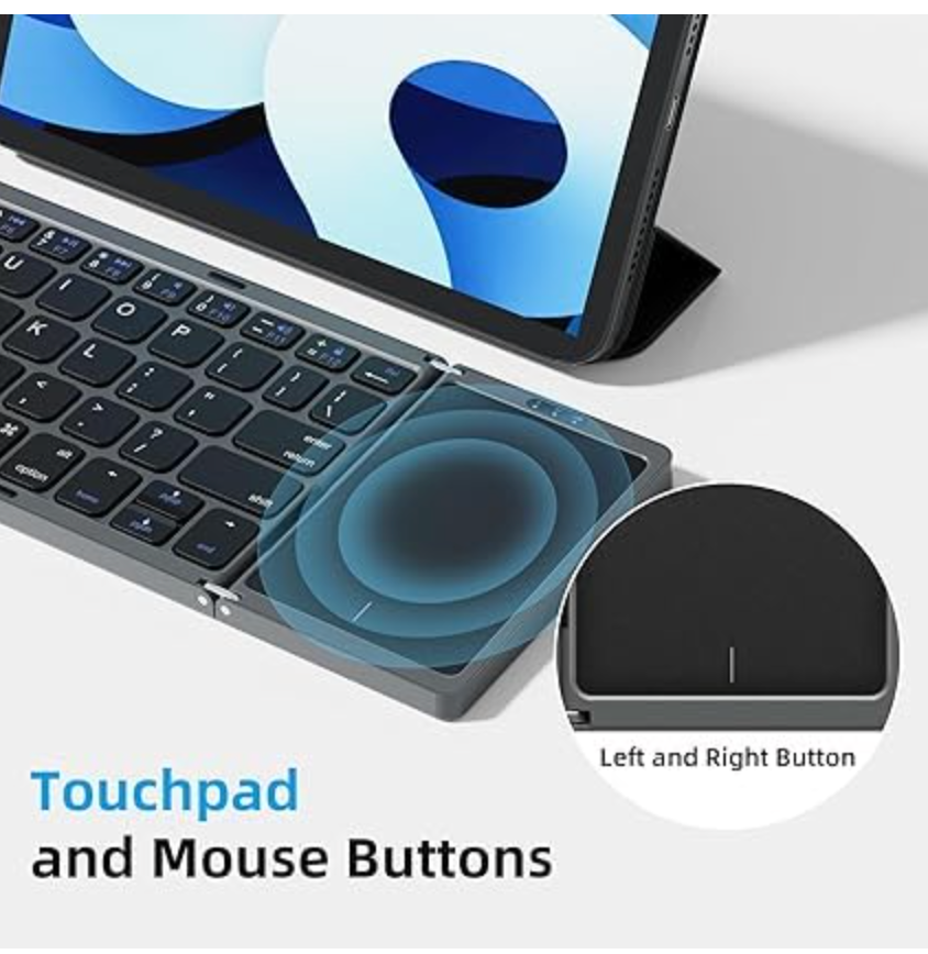 Foldable Keyboard with Touchpad Portable Wireless Bluetooth Keyboard Rechargeable Full Size Ultra Slim Pocket Folding Keyboard