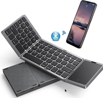 Foldable Keyboard with Touchpad Portable Wireless Bluetooth Keyboard Rechargeable Full Size Ultra Slim Pocket Folding Keyboard