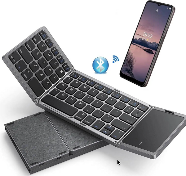 Foldable Keyboard with Touchpad Portable Wireless Bluetooth Keyboard Rechargeable Full Size Ultra Slim Pocket Folding Keyboard