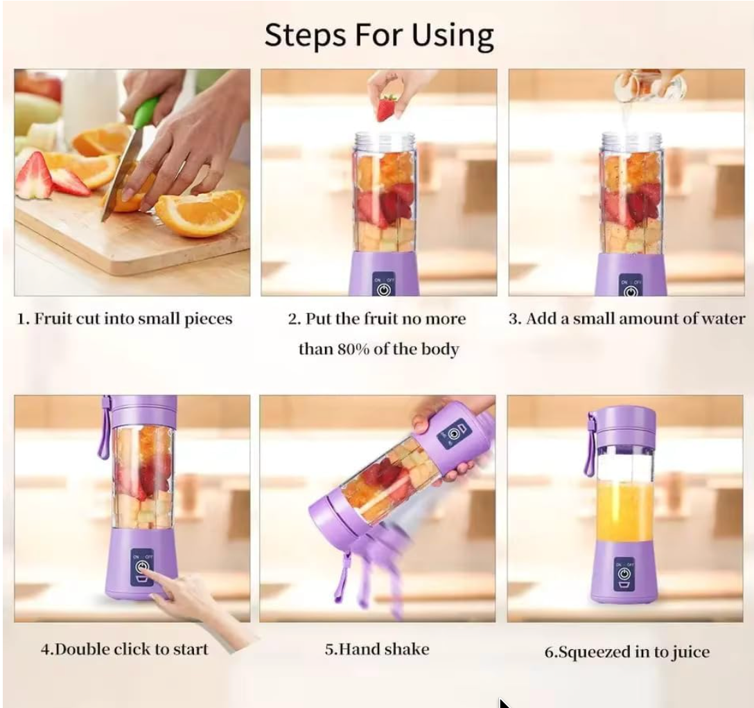 Portable Blender, USB Rechargeable Mini Juicer Blender (4)