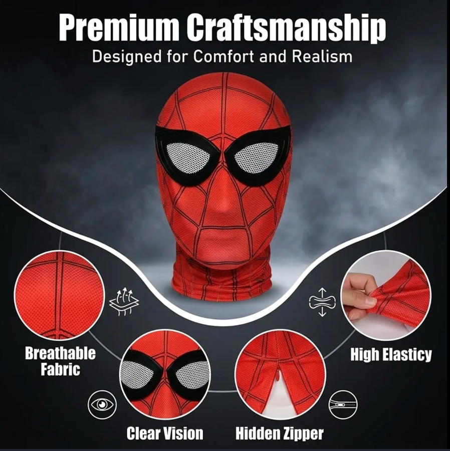 Spider-Man Mask  with Moving Eyes 3D, LED Moving Eyes Cosplay Mask,Jaw Motion Activated Blinking Eyelid Spider-Man
