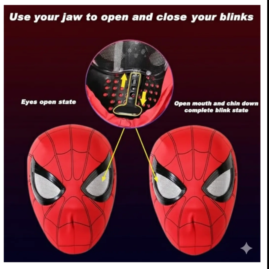 Spider-Man Mask  with Moving Eyes 3D, LED Moving Eyes Cosplay Mask,Jaw Motion Activated Blinking Eyelid Spider-Man