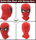 Spider-Man Mask  with Moving Eyes 3D, LED Moving Eyes Cosplay Mask,Jaw Motion Activated Blinking Eyelid Spider-Man