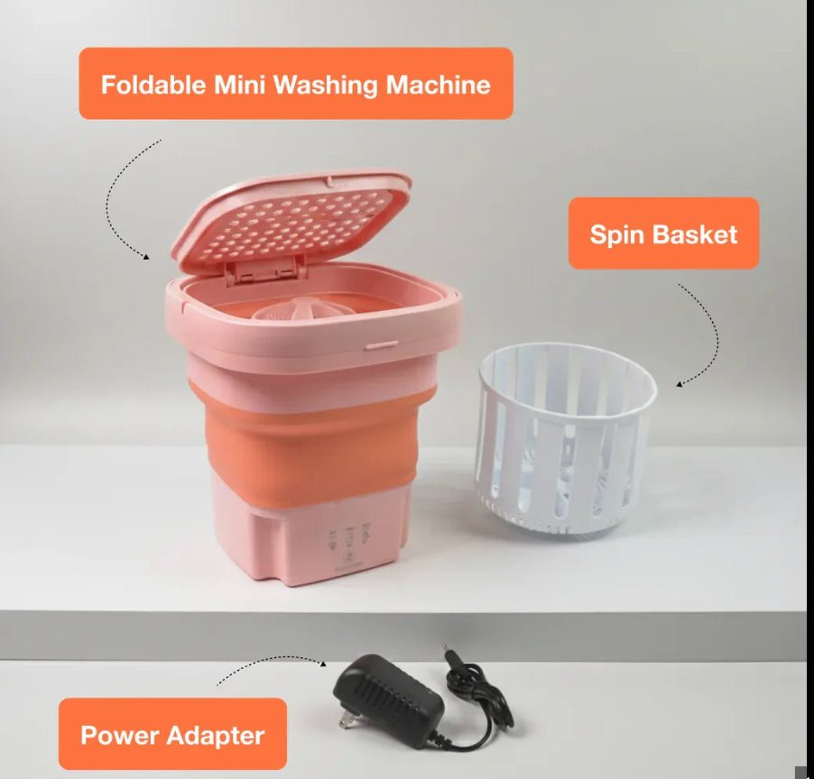Portable Mini WASHING MACHINE (Foldable Washer and Spin Dryer)